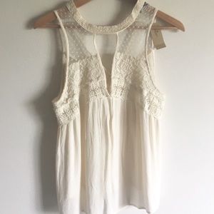 American Eagle Lace Detail White Tank